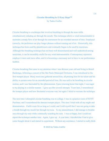 Circular Breathing in 13 Easy Steps™ by Tadeu Coelho