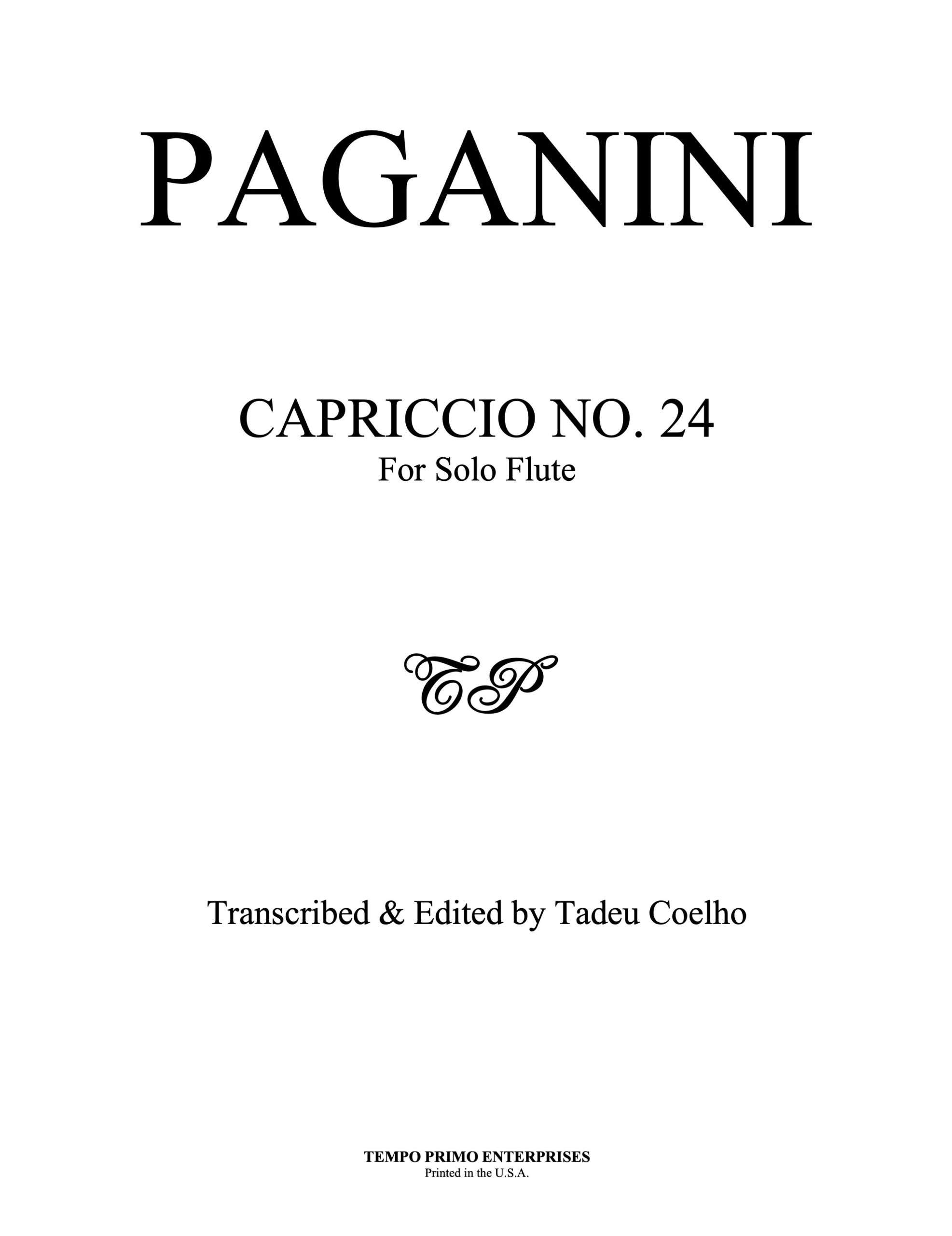 Paganini Caprice no.24 , for Solo Flute Coelho Edition – Tadeu Coelho